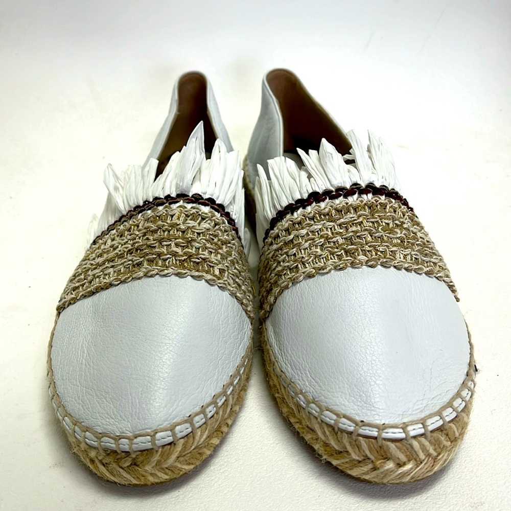 Paloma Barcelo White and Tan Espadrilles